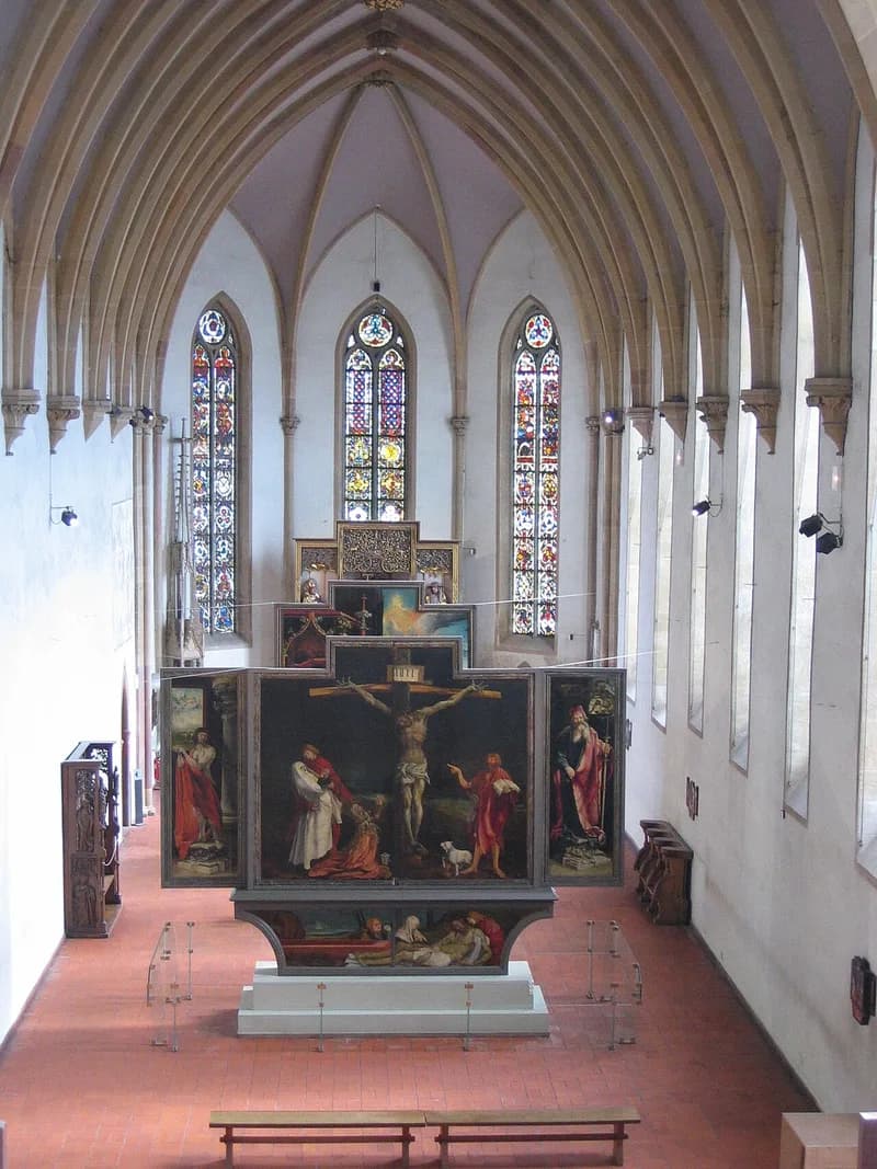 Retable d'Issenheim — La Visite de saint Antoine à saint Paul ermite (deuxième ouverture, volet gauche)
