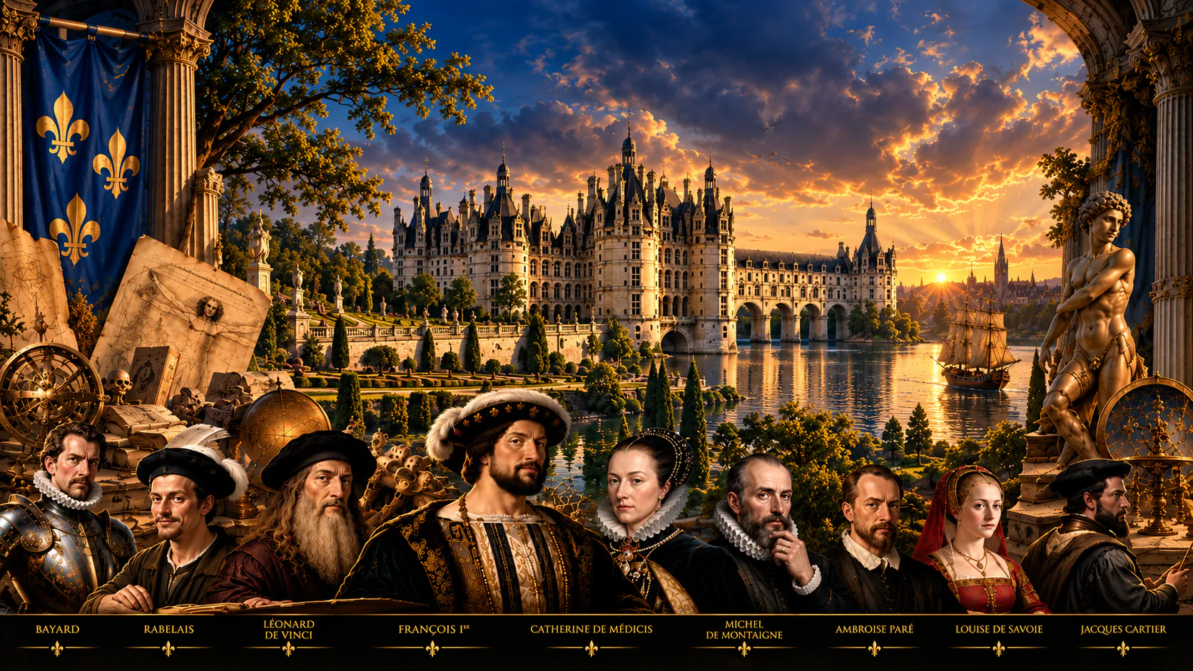 Personnages illustres de la Renaissance française : rois, reines, artistes, savants et mécènes
