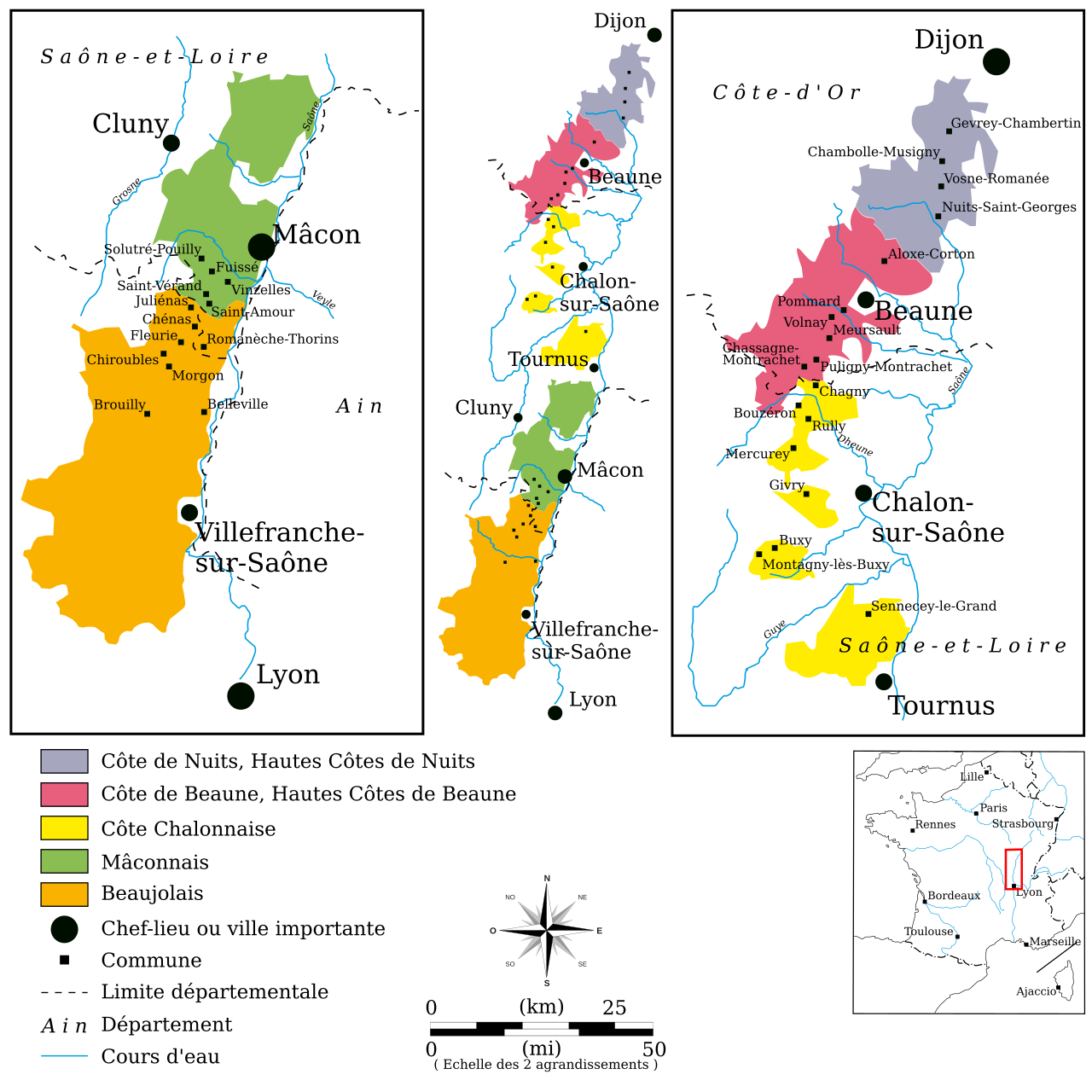 Vignobles de Bourgogne — Paysage de production du vin de Bourgogne