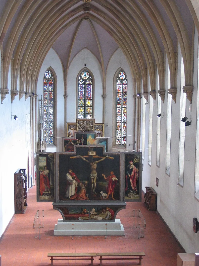 Retable d'Issenheim — Le Concert des Anges et La Nativité (première ouverture, panneau central)