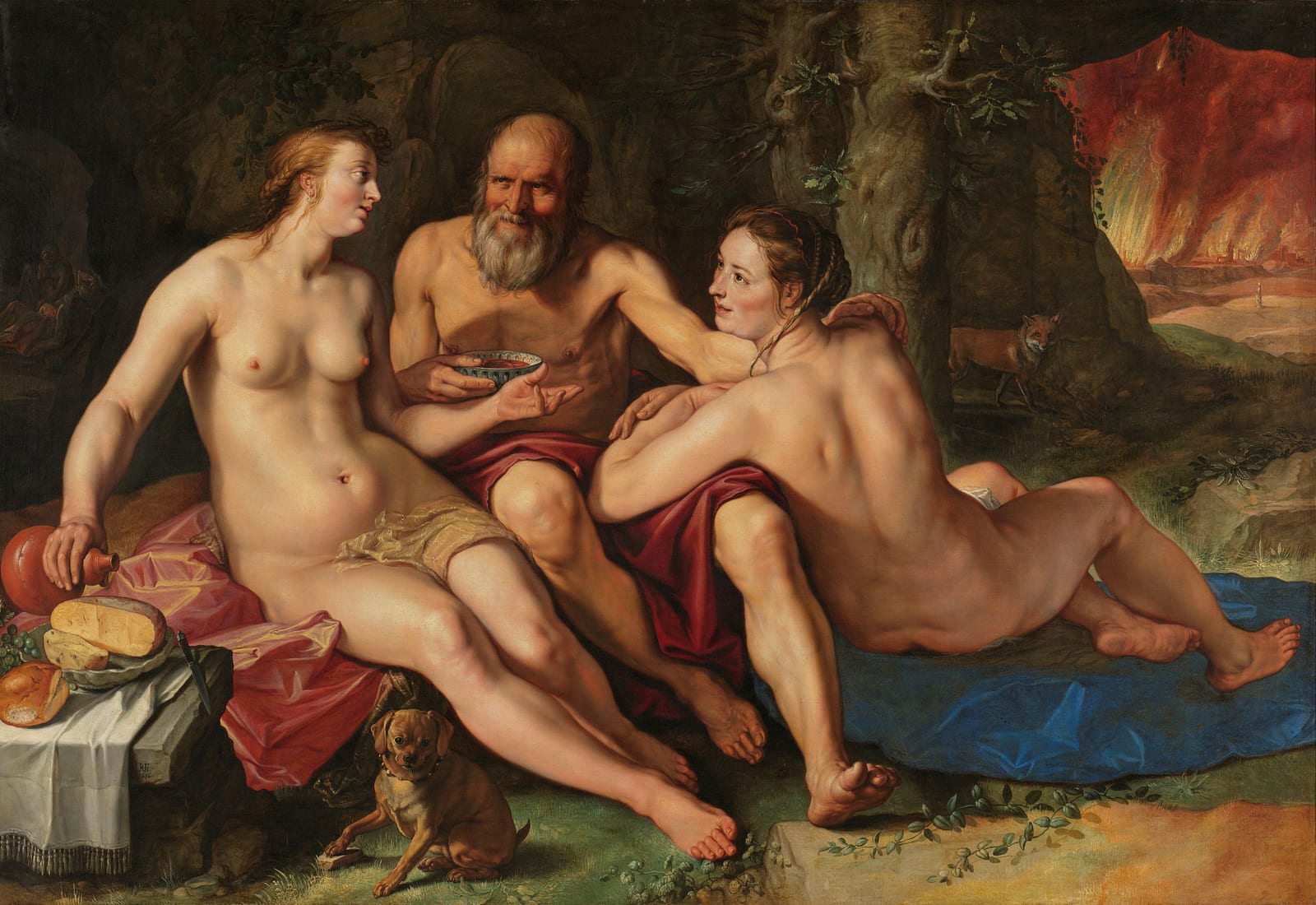 Lot en zijn dochters van Hendrick Goltzius