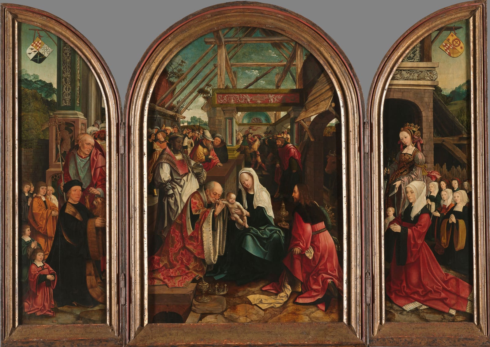Drieluik met de aanbidding der koningen van Jacob Cornelisz. van Oostsanen