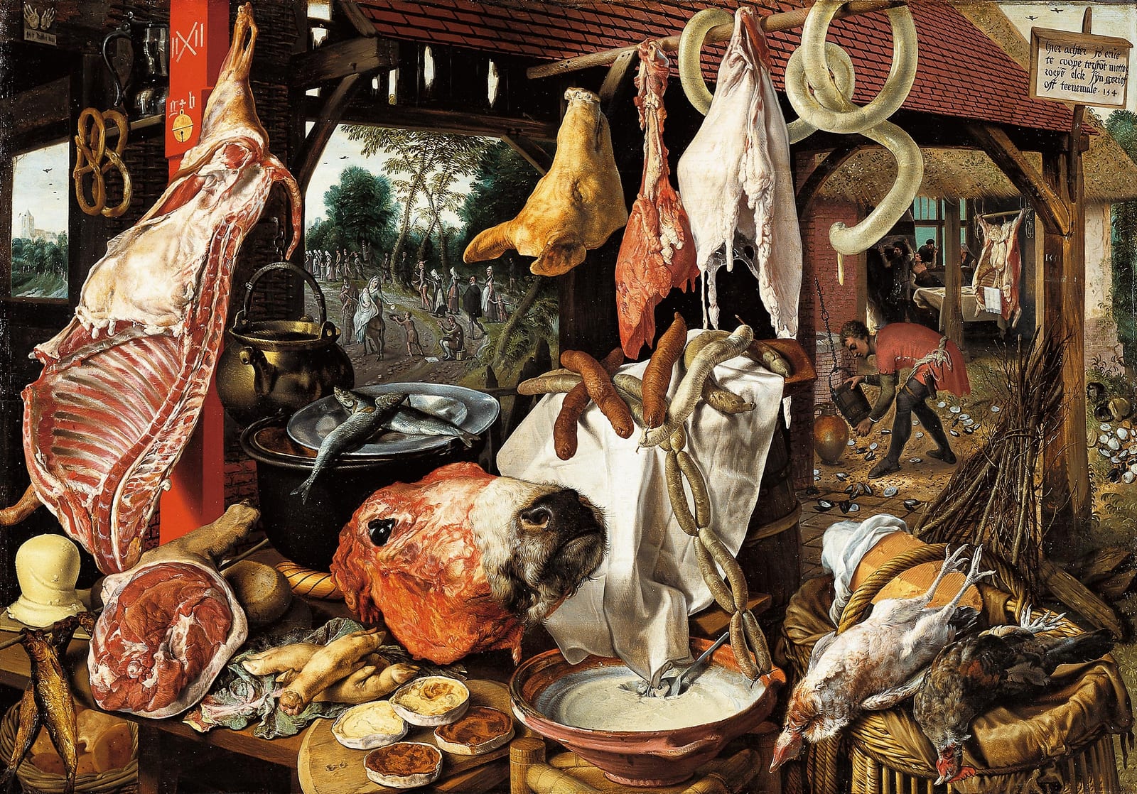 De vleeshal (met de Vlucht naar Egypte) — Pieter Aertsen, 1551