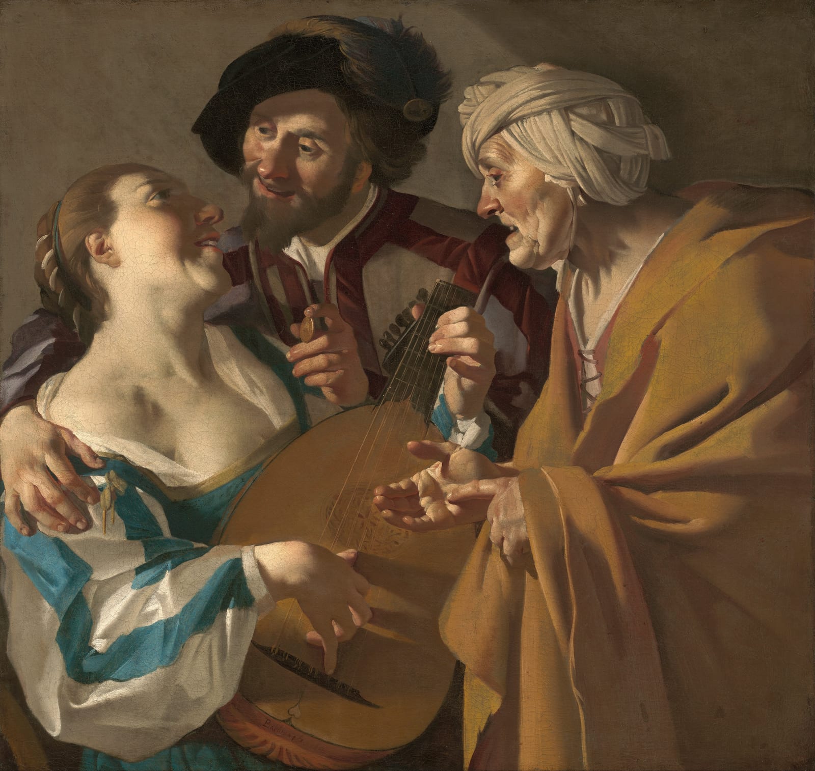 De koppelaarster — Dirck van Baburen (1622)