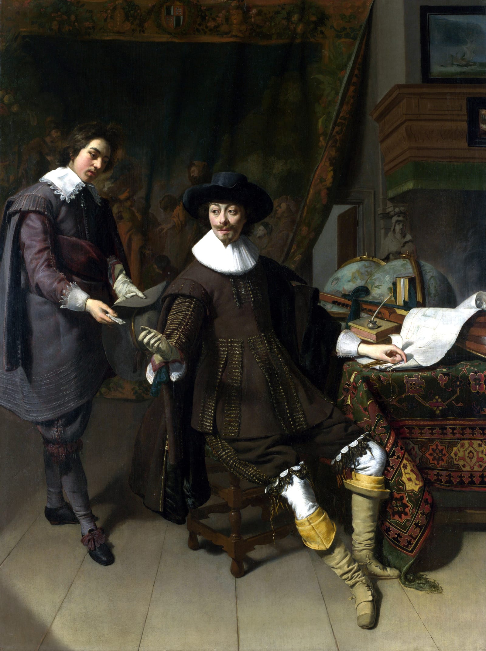 Portret van Constantijn Huygens en zijn klerk — Thomas de Keyser (1627)